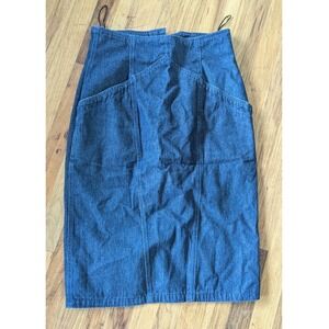 Mercedes & Adrienne Vintage Denim Pencil Skirt High Waist Blue Midi Size 12‎